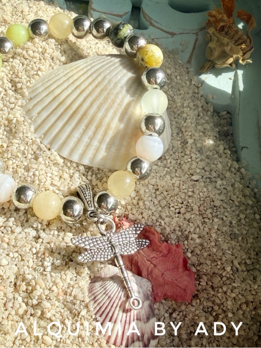 TREASURES + Lemon jade + YELLOW TURQUOISE + agate beaded statement bracelet